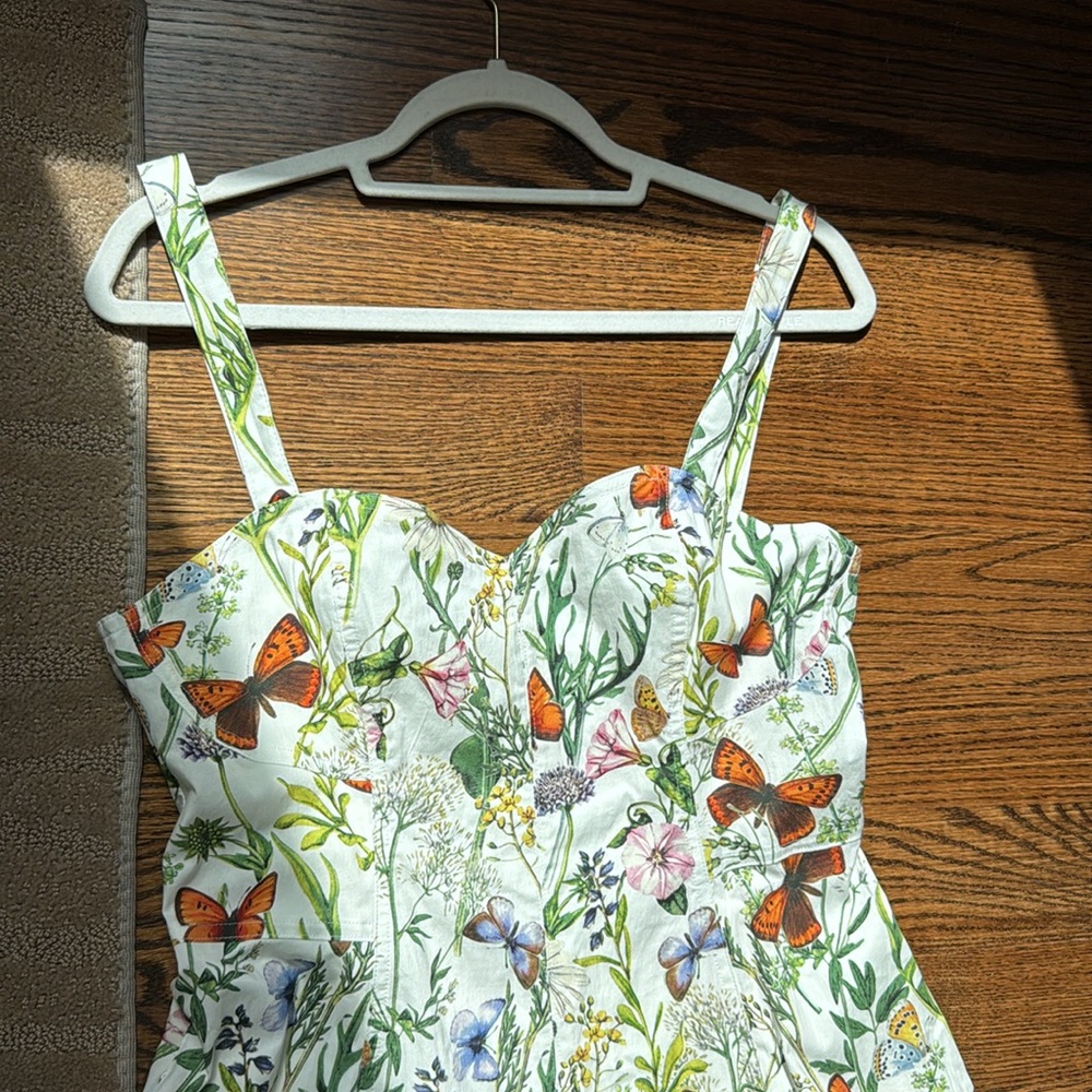 Avec Les Filles Botanical Fit & Flare Midi Dress in Butterfly Floral - Picture 8 of 17